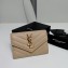 Saint Laurent Cassandre Matelassé Small Envelope Wallet In Grain De Poudre Embossed Leather 414404 Beige/Gold