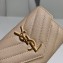 Saint Laurent Cassandre Matelassé Small Envelope Wallet In Grain De Poudre Embossed Leather 414404 Beige/Gold