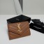 Saint Laurent Cassandre Matelassé Small Envelope Wallet In Grain De Poudre Embossed Leather 414404 Brown/Gold