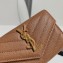 Saint Laurent Cassandre Matelassé Small Envelope Wallet In Grain De Poudre Embossed Leather 414404 Brown/Gold