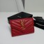 Saint Laurent Cassandre Matelassé Small Envelope Wallet In Grain De Poudre Embossed Leather 414404 Red/Gold