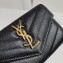 Saint Laurent Cassandre Matelassé Small Envelope Wallet In Grain De Poudre Embossed Leather 414404 Black/Gold