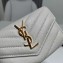 Saint Laurent Cassandre Matelassé Small Envelope Wallet In Grain De Poudre Embossed Leather 414404 Blanc Vintage/Gold