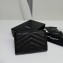 Saint Laurent Cassandre Matelassé Small Envelope Wallet In Grain De Poudre Embossed Leather 414404 Black/Gold