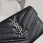 Saint Laurent Cassandre Matelassé Small Envelope Wallet In Grain De Poudre Embossed Leather 414404 Black/Silver