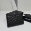 Saint Laurent Cassandre Matelassé Small Envelope Wallet In Grain De Poudre Embossed Leather 414404 Black