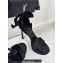 Dior Heel 12cm Platform 3cm Mlle Dior Heeled Sandals with Bow in Satin Black 2024