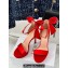 Dior Heel 12cm Platform 3cm Mlle Dior Heeled Sandals with Bow in Satin Red 2024