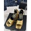 Versace Heel 12cm Platform 4cm Platform Medusa Buckle Sandals Metallic Gold 2024