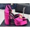 Versace Heel 12cm Platform 4cm Platform Medusa Buckle Sandals Metallic Fuchsia 2024