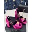 Versace Heel 12cm Platform 4cm Platform Medusa Buckle Sandals Metallic Fuchsia 2024