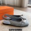Hermes Innocente slingbacks Flats Baby Blue in suede goatskin with iconic oversized Kelly buckle 2024