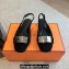 Hermes Innocente slingbacks Flats Black in suede goatskin with iconic oversized Kelly buckle 2024