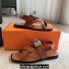 Hermes Ines sandals Brown in calfskin with iconic oversized Kelly buckle 2024