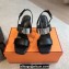 Hermes Heel sandals Black in calfskin with iconic oversized Kelly buckle 2024