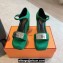 Hermes Hilda 80 sandals Green in suede goatskin with iconic oversized Kelly buckle 2024