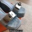 Hermes Hilda 80 sandals Baby Blue in suede goatskin with iconic oversized Kelly buckle 2024