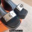 Hermes Hilda 80 sandals Black in calfskin with iconic oversized Kelly buckle 2024
