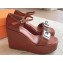 Hermes Hilda 80 sandals Brown in calfskin with iconic oversized Kelly buckle 2024