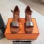 Hermes Hilda 80 sandals Brown in calfskin with iconic oversized Kelly buckle 2024