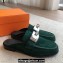 Hermes Iota mules Green in suede goatskin with iconic oversized Kelly buckle 2024