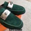 Hermes Iota mules Green in suede goatskin with iconic oversized Kelly buckle 2024