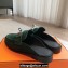Hermes Iota mules Green in suede goatskin with iconic oversized Kelly buckle 2024