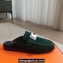 Hermes Iota mules Green in suede goatskin with iconic oversized Kelly buckle 2024