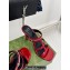 Gucci Heel 9.5cm slim Horsebit slide sandals 776643 Leather Red 2024