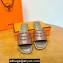 Hermes Gaelle sandals Brown in Calfskin with with signature "Chaine d'Ancre" embroidery Top Quality 2024