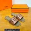Hermes Gaelle sandals Brown in Calfskin with with signature "Chaine d'Ancre" embroidery Top Quality 2024