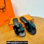 Hermes Oran sandals Green in velvet with iconic "H" cut-out details Top Quality 2024