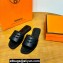 Hermes Gaelle sandals Black in Calfskin with with signature "Chaine d'Ancre" embroidery Top Quality 2024