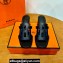 Hermes Izzy 60 sandals Black/Blue in Calfskin with "H" cut-out Top Quality 2024