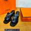 Hermes Izzy 60 sandals Black/Blue in Calfskin with "H" cut-out Top Quality 2024