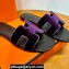 Hermes Oran sandals Purple in velvet with iconic "H" cut-out details Top Quality 2024