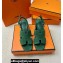Hermes Elbe 60 sandals Green in suede goatskin with "H" cut-out details Top Quality 2024