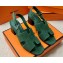 Hermes Elbe 60 sandals Green in suede goatskin with "H" cut-out details Top Quality 2024