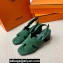 Hermes Elbe 60 sandals Green in suede goatskin with "H" cut-out details Top Quality 2024
