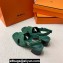 Hermes Elbe 60 sandals Green in suede goatskin with "H" cut-out details Top Quality 2024