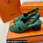 Hermes Elbe 60 sandals Green in suede goatskin with "H" cut-out details Top Quality 2024