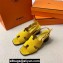 Hermes Elbe 60 sandals Yellow in suede goatskin with "H" cut-out details Top Quality 2024