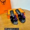 Hermes Oran sandals Purple in velvet with iconic "H" cut-out details Top Quality 2024