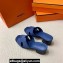 Hermes Helia 60 sandals Blue in suede goatskin with "H" cut-out details Top Quality 2024