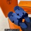 Hermes Helia 60 sandals Blue in suede goatskin with "H" cut-out details Top Quality 2024