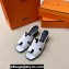 Hermes Helia 60 sandals White in suede goatskin with "H" cut-out details Top Quality 2024