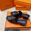 Hermes Helia 60 sandals Black in suede goatskin with "H" cut-out details Top Quality 2024