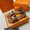 Hermes Santorini sandals Brown in Calfskin with "H" cut-out and Stitches details Top Quality 2024