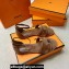 Hermes Santorini sandals Brown in Calfskin with "H" cut-out and Stitches details Top Quality 2024