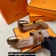 Hermes Santorini sandals Brown in Calfskin with "H" cut-out and Stitches details Top Quality 2024